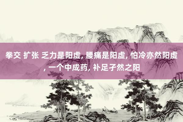 拳交 扩张 乏力是阳虚， 腰痛是阳虚， 怕冷亦然阳虚， 一个中成药， 补足孑然之阳