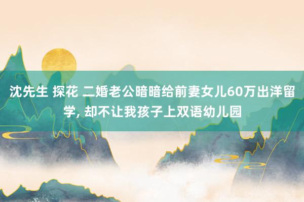 沈先生 探花 二婚老公暗暗给前妻女儿60万出洋留学， 却不让我孩子上双语幼儿园